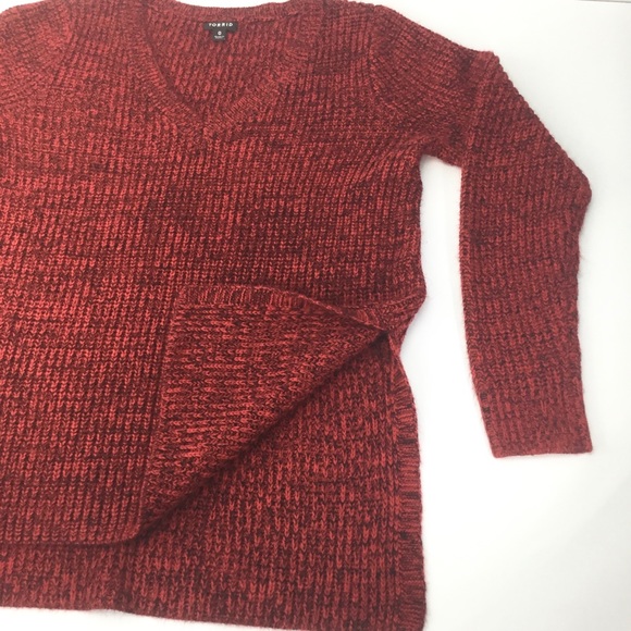 Torrid Marled Red/Black knit sweater 0 hi-low - Picture 5 of 6